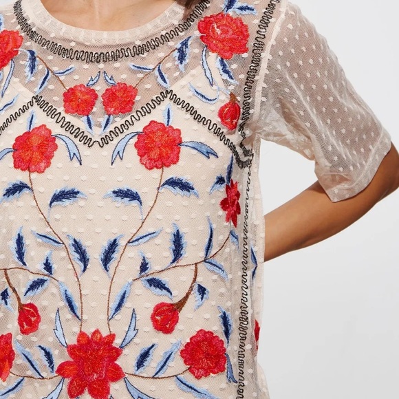 River Island Cream Floral Embroidered Mesh Dress - Picture 3 of 6